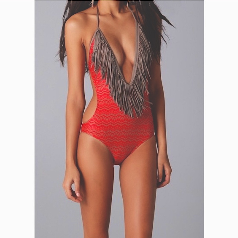 NWT L*Space Red Monokini One Piece Swimsuit